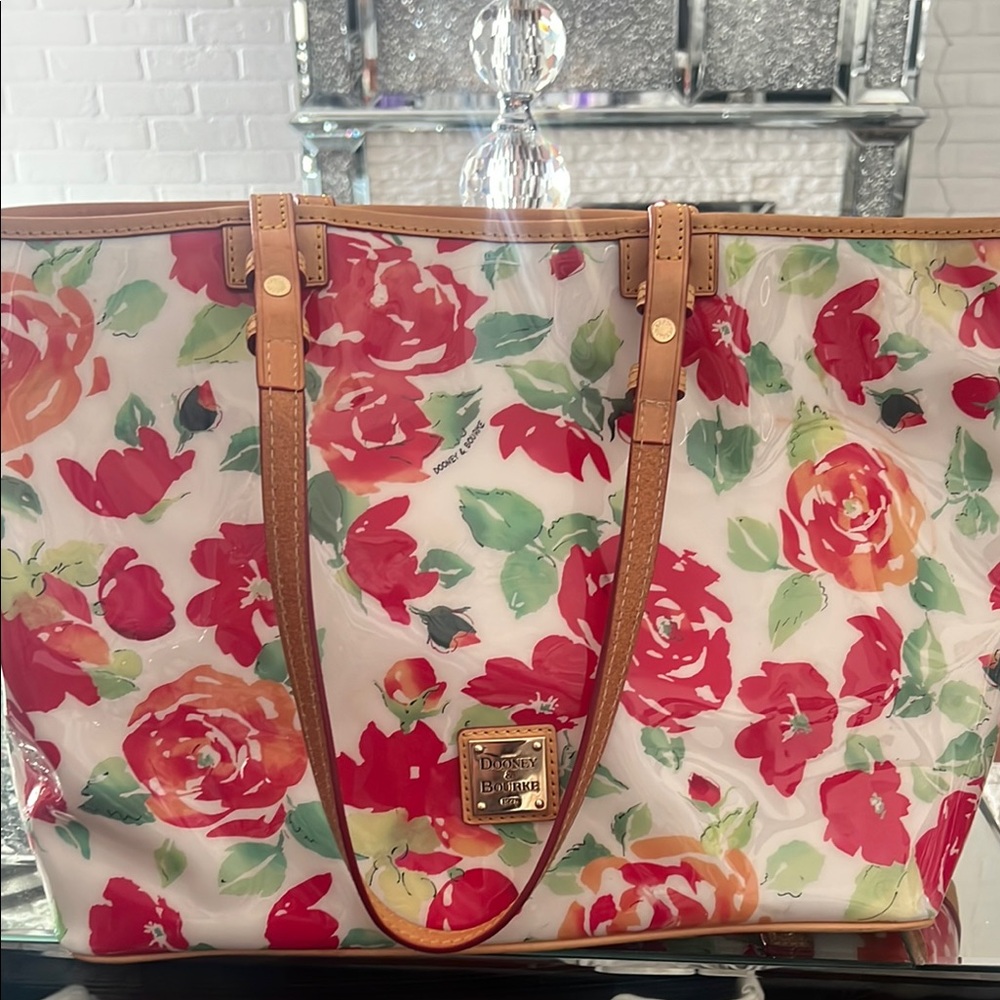 Dooney & Bourke Floral Tote Bag in Red & Green
